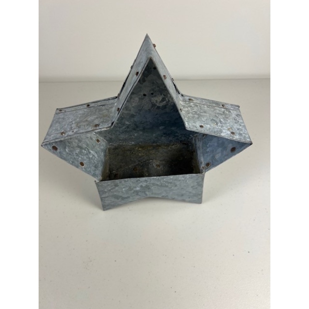 Galvanized Metal Star Wall Pocket Planter Rustic Farmhouse Decor Creative Co-Op